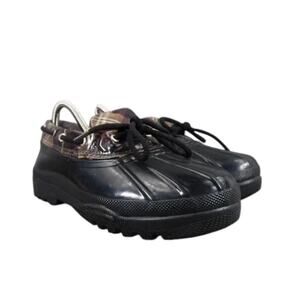 Sperry Shoes Womens 6 Boots Waterproof Rubber Top Sider Black Brown Plaid Casual